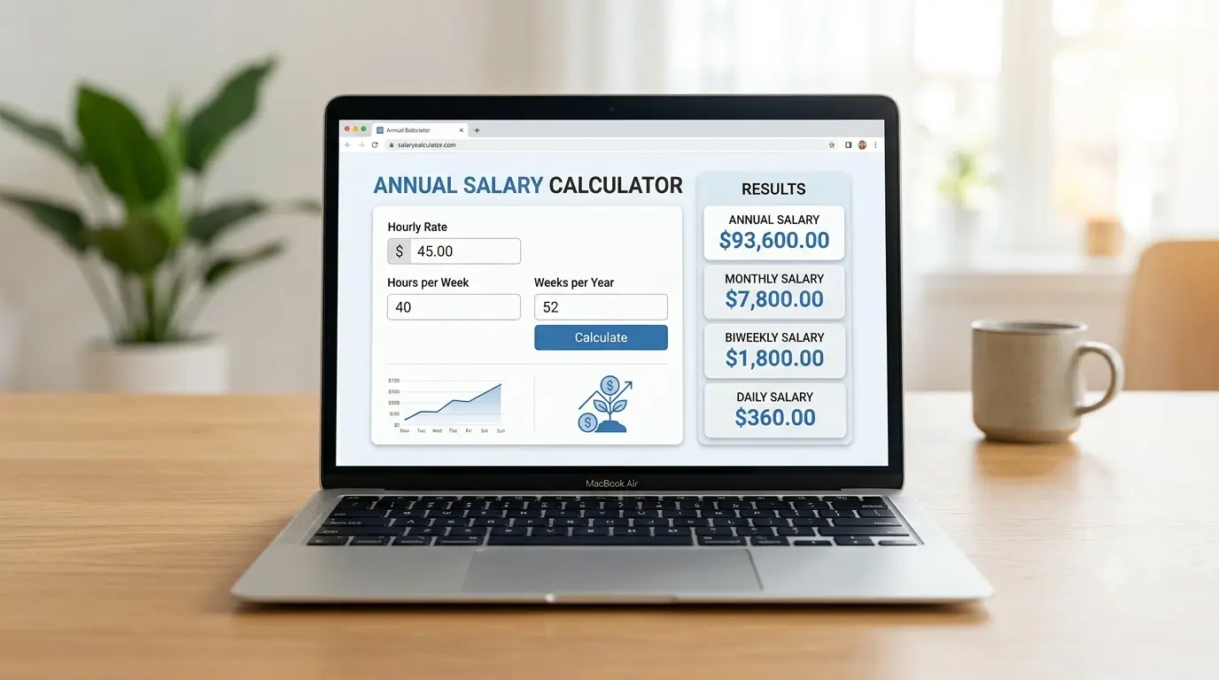 Annual Salary Calculator dashboard showing income breakdown