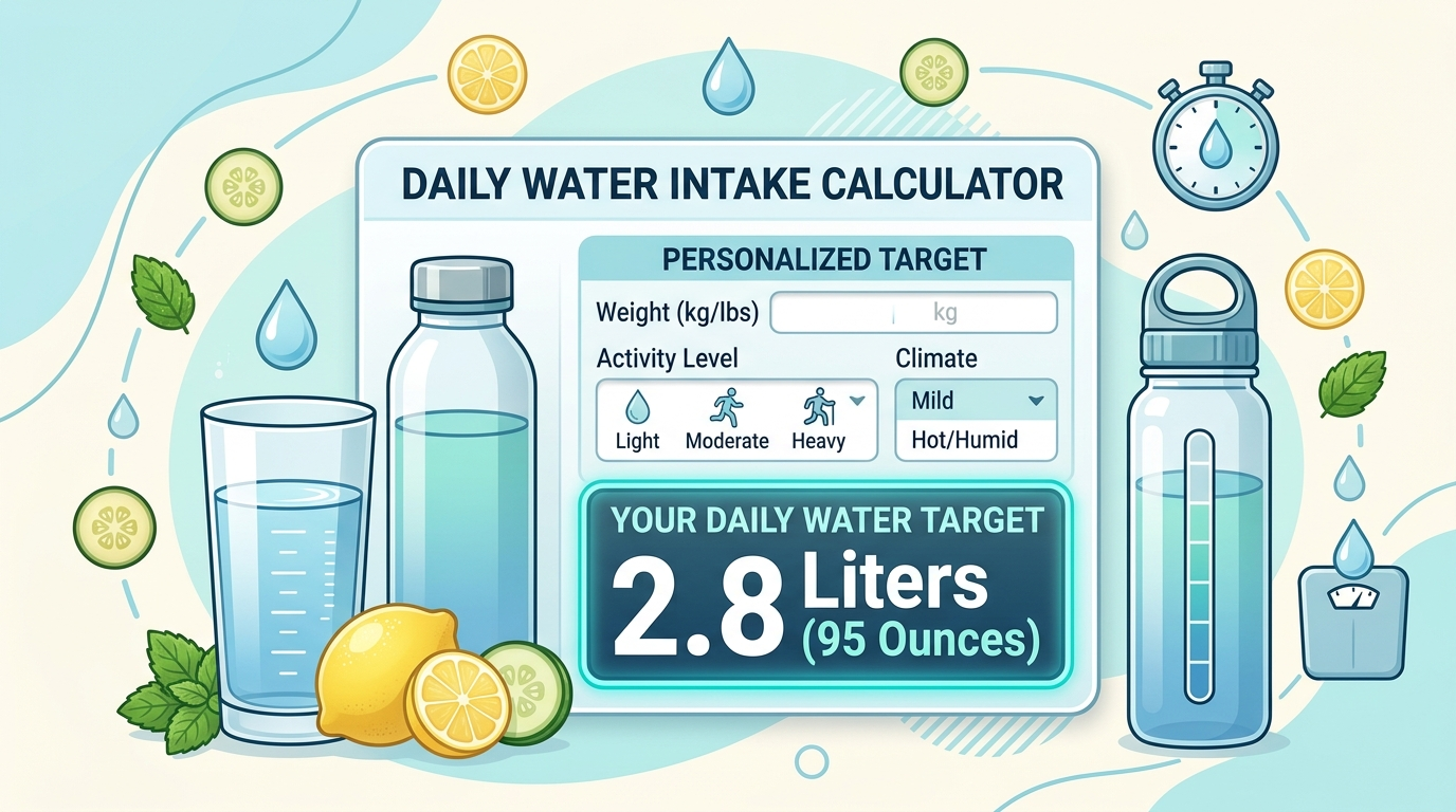 Daily water intake calculator for personalized hydration goals