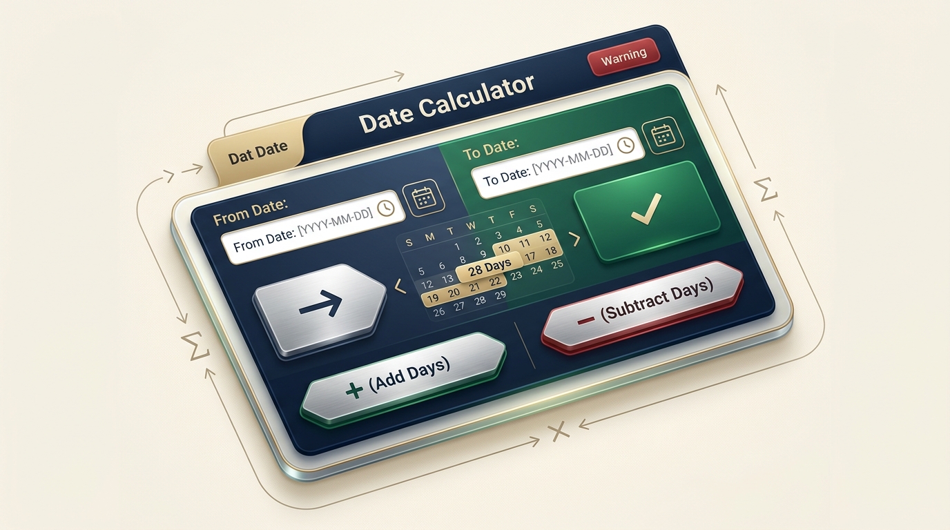 Date calculator for adding, subtracting, and finding days between dates
